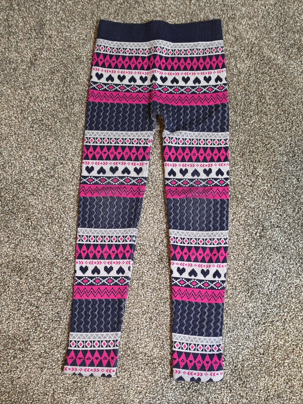 One Step Ahead Navy and Hot Pink Patterned Girls Leggings
